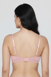 Zivame Double Layered Non Wired 3/4Th Coverage T-Shirt Bra - Silver Pink — thumbnail 3